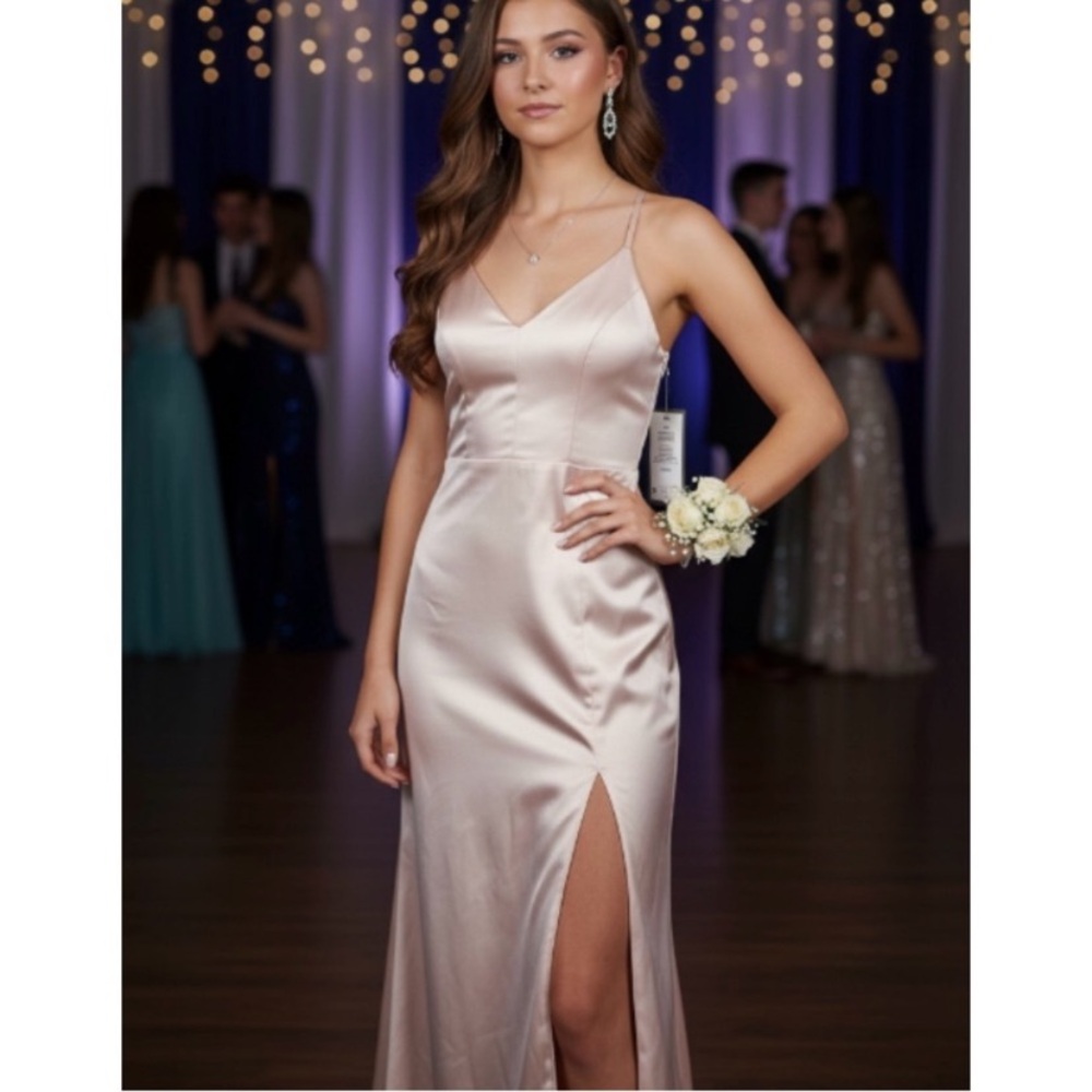 Elegant Sequin Hearts Cream Formal Dress - Picture 7 of 13